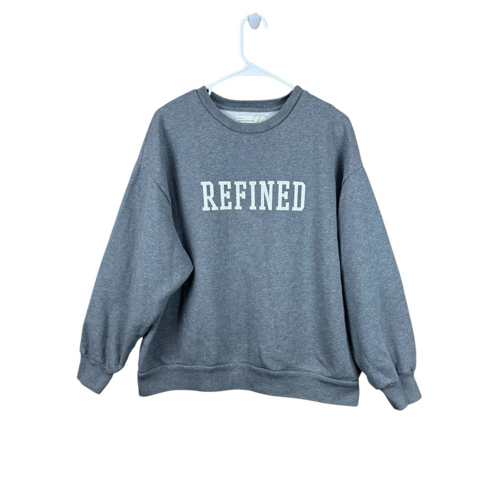 Oak + Fort Refined Gray Crew Neck Pullover Sweatshirt Womens Size Large